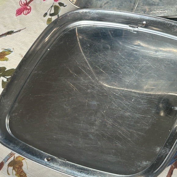 Vintage MCM Lincoln Beautyware Square Cake Cover Serving Carrier Pan chrome USA - Picture 10 of 13